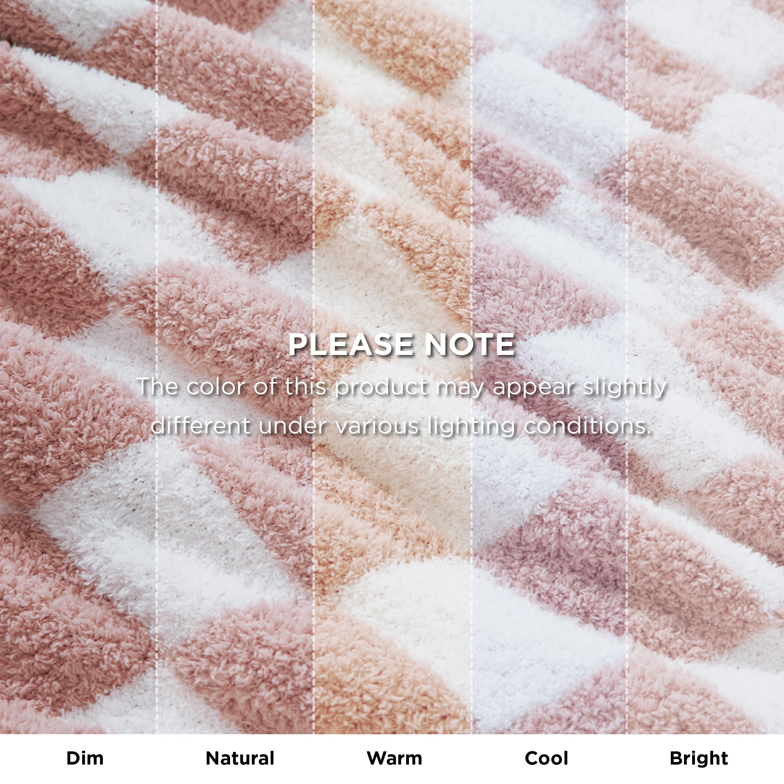 Bedsure GentleSoft Pink Checkered Throw Blanket for Couch - Soft Cozy Fluffy Blanket, Lightweight Warm Knit All Season Plaid Blankets for Bed Sofa, Birthday, for Women, 50x60 Inches