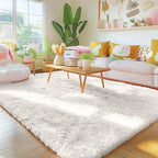 OLANLY 4x12 Area Rugs for Living Room Bedroom, Machine Washable Soft Fluffy Shaggy Bedside Rug, Indoor Floor Carpet for Kids Girls and Boys, Dorms, Nursery Rooms, Home Decor Aesthetic, Ivory