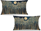 Rustic William Morris Inspired Night Forest Green Moon Decor Pillow Covers 12x20 Set of 2,Vintage Botanical Nature Landscape Decorative Throw Pillow Covers for Home Bedroom Living Room