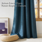 NICETOWN Faux Linen Stone Blue Blackout Curtains 84 inches Long for Living Room - Privacy Panels for Bedroom, Modern Farmhouse Style Easy Care Grommet Top, 2 Panels, W52 by L84