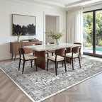 zesthome 6x9 Area Rug, Super Soft Washable Rugs for Living Room, Non-Slip Stain Resistant Vintage Rugs, Ultra-Thin Large Area Rugs (Grey/White,6'x9')