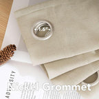 H.VERSAILTEX Living Room Linen Curtains - Semi Sheer, Nickel Grommet Energy Saving Light Filtering Window Treatments Panels for Bedroom, Castle Wall, 2 Panels, 52 x 108 Inch