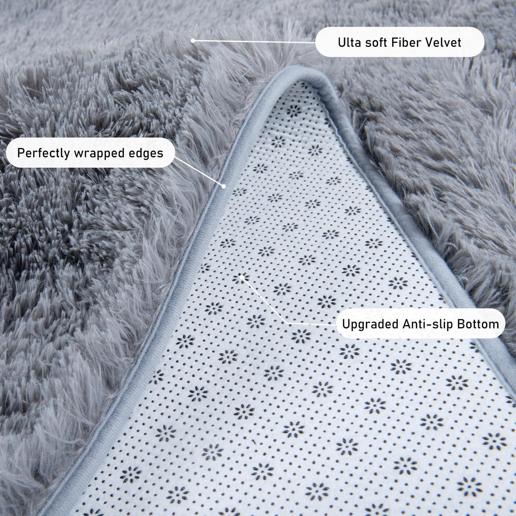 Quntue Runner Rugs for Bedroom 2x6 Rug Runners for Hallways Non Slip Soft Shag Bedside Rug, Fluffy Area Rug Throw Rugs for Living Room, Floor Carpet Runner for Nursery Kids Dorm, Grey