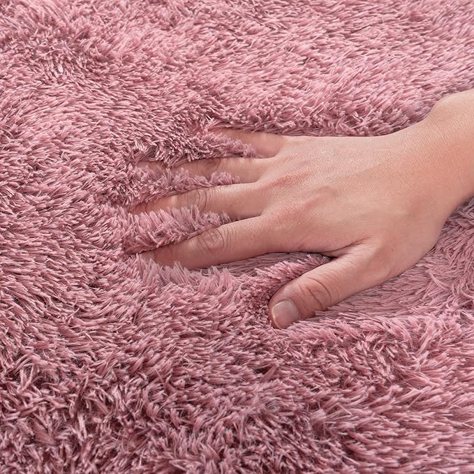 Quntue Runner Rugs for Bedroom 2x6 Rug Runners for Hallways Non Slip Soft Shag Bedside Rug, Fluffy Area Rug Throw Rugs for Living Room, Floor Carpet Runner for Nursery Kids Dorm, Blush