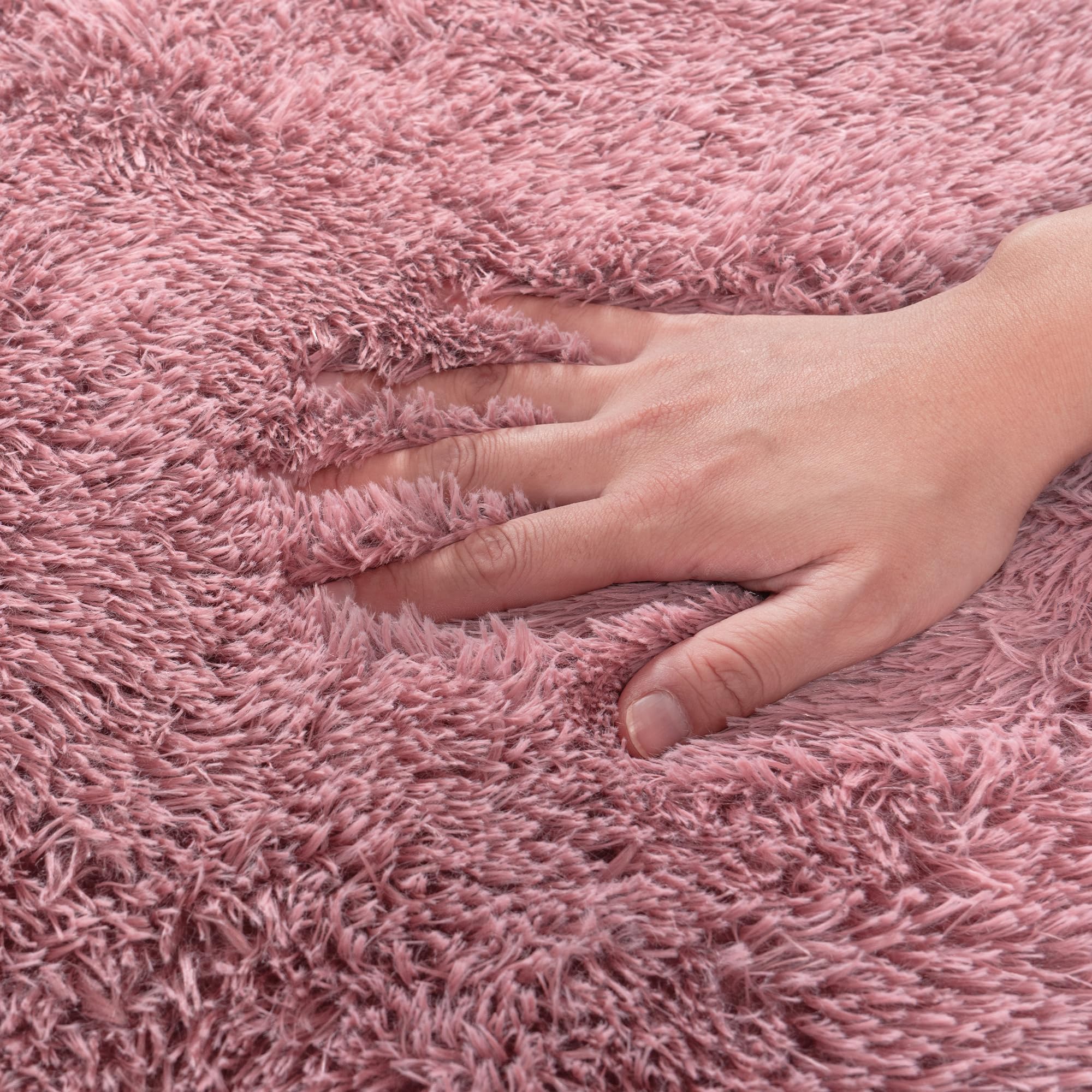 Quntue Rugs for Living Room 8x10, Soft Shaggy Modern Shag Area Rug for Bedroom, Upgrade Non-Slip Plush Fluffy Carpet for Kids Boys Girls Room Home Decor Aesthetic, Blush