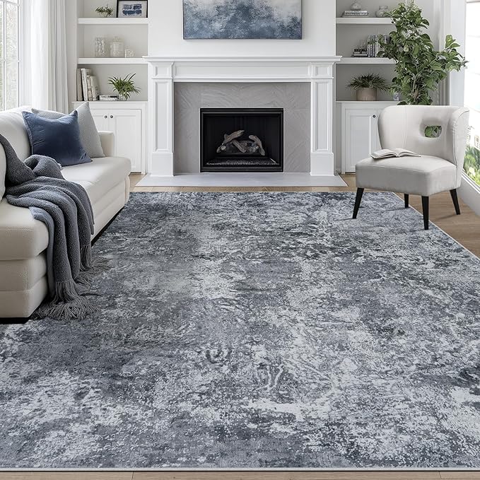 Aelenmu 9x12 Area Rugs for Living Room Washable Bedroom Dining Room Black