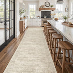 Hallway Runner 3x14 - Runner Rugs 14ft Washable Entryway Rug Vintage Kitchen Runners Non Slip Indoor Rug Farmhouse Carpet Runner for Bathroom Living Room Bedroom, Beige