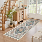 Madane Washable Runner Rug - 2x6 Rug Runners for Hallways 6 Feet Non Slip Vintage Kitchen Runner Rug Ultra-Thin Bathroom Runner Rugs Carpet Laundry Room Bedroom (2x6ft, Navy Blue)