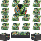 14Pcs Outdoor Cushion Covers, Patio Cushion Covers,Stretch Elastic Slipcovers, Replacement Washable & Reusable Furniture Protector for Patio Couch (Green and Lush,Cover Only)
