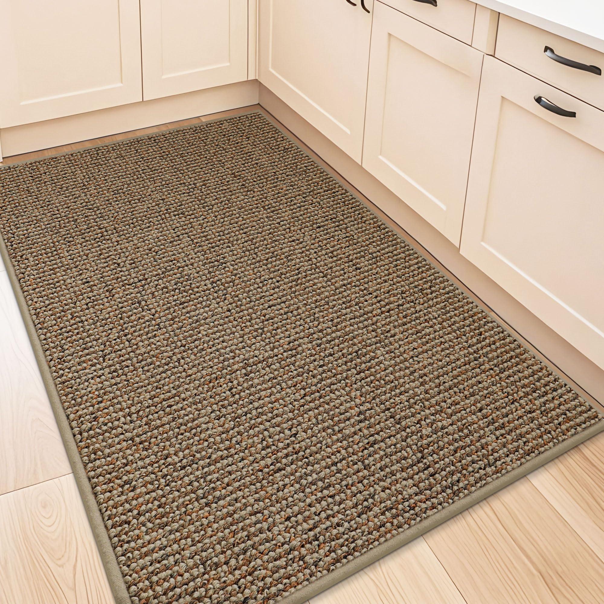 BEQHAUSE Kitchen Rugs 32"x48", Non-Slip Kitchen Mats for Floor, Taupe