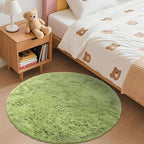 OLANLY Grass Green Round Rugs for Bedroom - Machine Washable, 3 ft Circle Area Rugs for Living Room, Soft and Fluffy Shaggy Carpet for Teen Girls and Boys, Nursery Rooms, Dorms, Home Decor Aesthetic