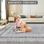 GarveeHome Modern Geometric Area Rug 5x7 Distressed Bordered Washable Non Slip Floor Carpet