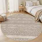 Nakagishi Area Rug Living Room Rugs: 4X4 Machine Washable Boho Large Neutral Farmhouse Stain Resistant Moroccan Indoor Floor Carpet for Bedroom Nursery Dorm Dining Room Home-Dark Brown