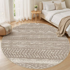 Nakagishi Area Rug Living Room Rugs: 4X4 Machine Washable Boho Large Neutral Farmhouse Stain Resistant Moroccan Indoor Floor Carpet for Bedroom Nursery Dorm Dining Room Home-Dark Brown