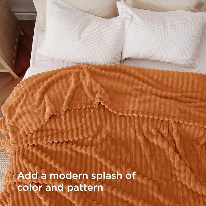 Bedsure Soft King Size Blankets for Bed Orange 108"x90"