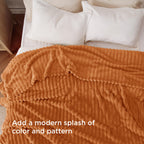 Bedsure Soft Full Size Fleece Blankets for Bed Orange 84"x90"