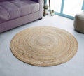 Hausattire Jute Braided Round Rug, Natural, 4 ft