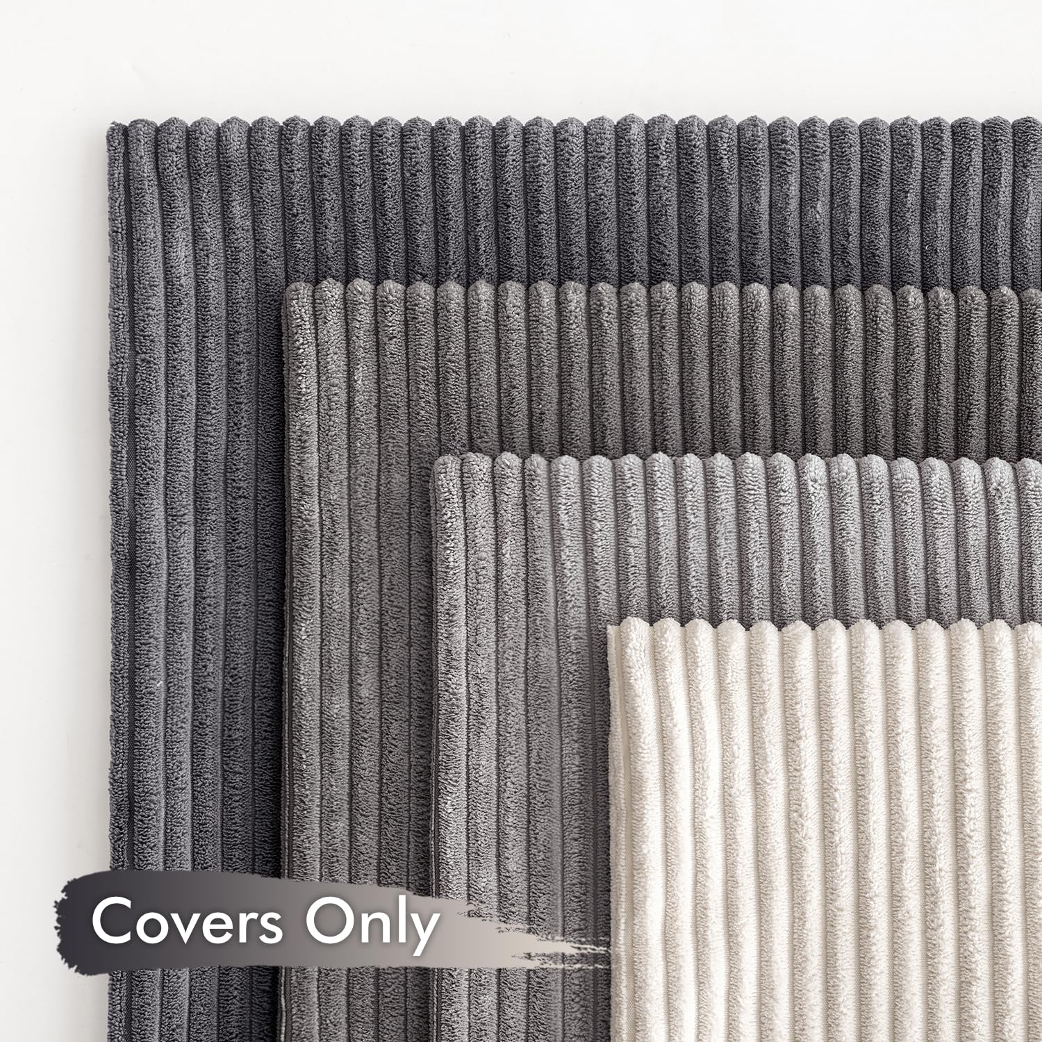 MIULEE Soft Corduroy Decorative Throw Pillow Covers Neutral Grey 18x18