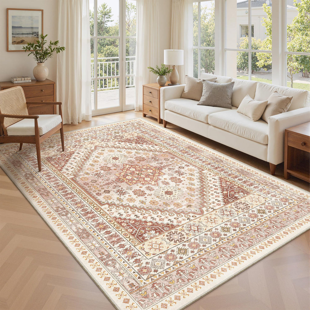 zesthome 5x7 Area Rugs for Living Room,Large Washable Rug,Red