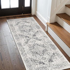 2x6 Washable Hallway Runner Rug - Non Slip Kitchen Runner Rugs with Rubber Backing Vintage Low-Pile Carpet Runners for Entryway Dining Room Laundry Room Home Decor (Distessed Grey)