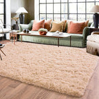 Quntue Camel Rugs for Bedroom, Soft Shaggy Modern Shag 4x6 Area Rug for Living Room, Upgrade Non-Slip Plush Fluffy Carpet for Kids Boys Girls Room Home Decor Aesthetic