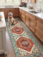 SERISSA 3x8 Washable Non Slip Boho Runner Rug for Hallway，Orange