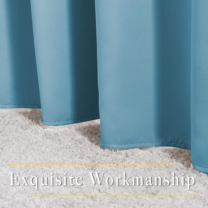 NICETOWN Room Darkening Curtains for Living Room - Easy Care Solid Thermal Insulated Grommet Room Darkening Curtains/Panels/Drapes for Bedroom (2 Panels, 66 by 84, Teal Blue)