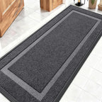 OLANLY Front Door Mat Indoor Outdoor Entrance, Waterproof All-Season, All-Weather Doormat, Sturdy Natural Rubber, Fade Resistant, Low Profile, Easy Clean Patio Porch Entryway Mat, 59x20, Grey