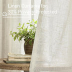LAMIT Short Window Linen Curtains for Bedroom 2 Panels, 34 x 54 Inch
