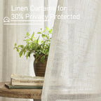 LAMIT Natural Linen Boho Curtains 80 inch Length for Bedroom 2 Panels