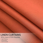 Bright Orange Curtains 63 Inches Long 2 Panel Sets for Living Room Bedroom, Light Filtering Linen Drapes for Kitchen Windows Rod Pocket or Back Tab Curtain,Semi Sheer 52x63
