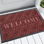 Yimobra Christmas Door Mat Outdoor Indoor 29.5x17, All-Weather Waterproof Front Door Mat Outside Entrance, Non-Slip Low Profile Porch Patio Welcome Doormat, Red