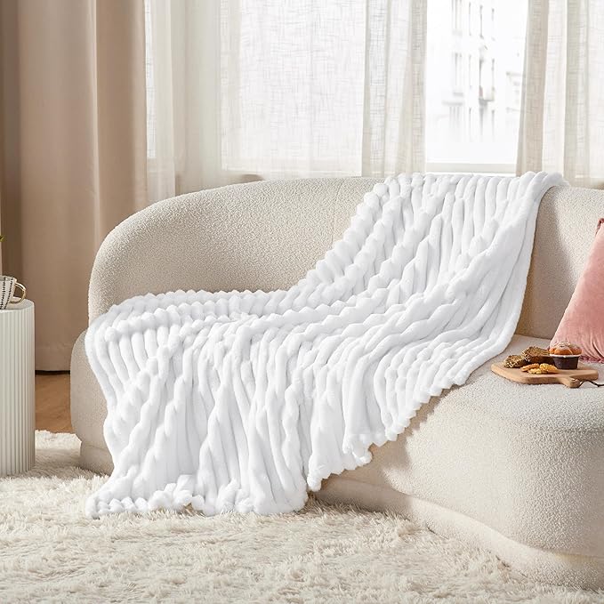 Bedsure Soft Throw Blanket for Couch Decor Gifts Bright White 50"x70"