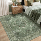 RELEANY Washable Area Rug, 5'x8', Green/Dark Green/Gray