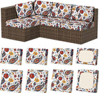 8Pcs Stretch Patio Cushion Covers, Outdoor Couch & Sofa Replacement Slipcovers for Patio Furniture Cushion Covers, Washable Reusable Furniture Protector