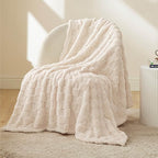 Bedsure GentleSoft Cream Throw Blanket for Couch - Checkered Fleece Blankets Gifts for Kids Girls, Cute Soft Cozy Throw for Bedroom Home Decor Gifts, 50x60 Inches