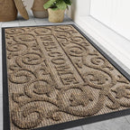 Smiry Welcome Door Mat Outside Entrance, Heavy Duty Trap Dirt and Moisture Easy Clean Low Profile Patio Porch Indoor Outdoor Front Doormat for Entry, 47x32 Inch, Brown