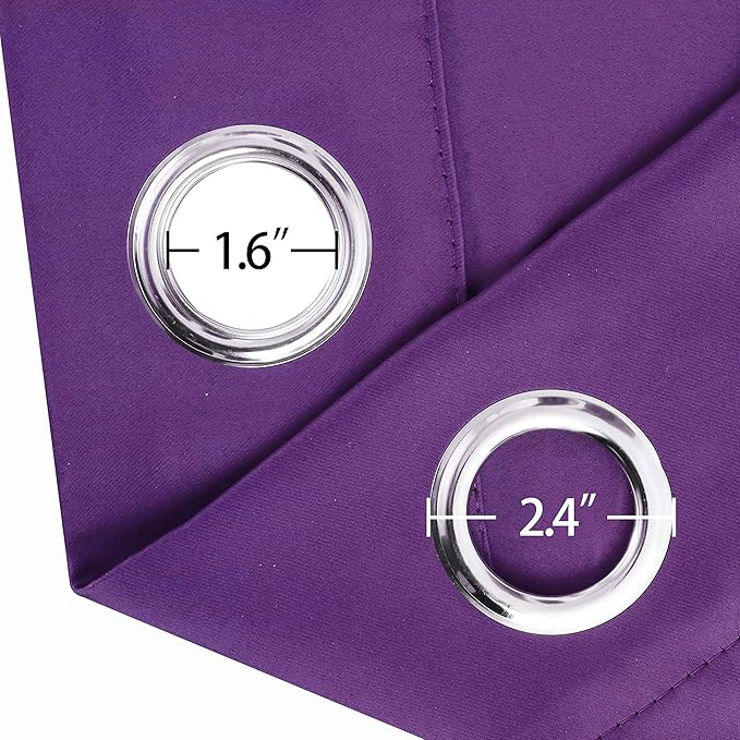 LEMOMO Purple Thermal Blackout Curtains/38 x 84 Inch/Set of 2 Panels Room Darkening Curtains for Bedroom