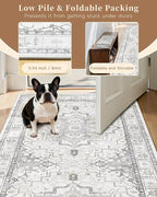 Madane Washable Runner Rug - 2x6 Rug Runners for Hallways 6 Foot Non Slip Vintage Kitchen Runner Rug Ultra-Thin Bathroom Runner Rugs Carpet Laundry Room Bedroom (2x6ft, Grey)