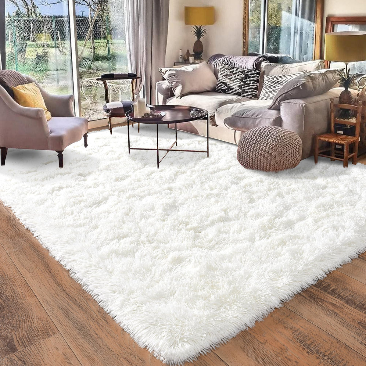 Quntue Rugs for Living Room 6x9, Soft Shaggy Modern Shag Area Rug for Bedroom, Upgrade Non-Slip Plush Fluffy Carpet for Kids Boys Girls Room Home Decor Aesthetic, Dark Grey
