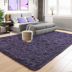 Tepook 4x6 Area Rugs for Living Room, Soft Fluffy Shag Gray Purple Rug for Bedroom Nursery, Modern Shaggy Plush Upgraded Non-Slip Carpet for Girls Boys Kids Room Dorm Home Decor