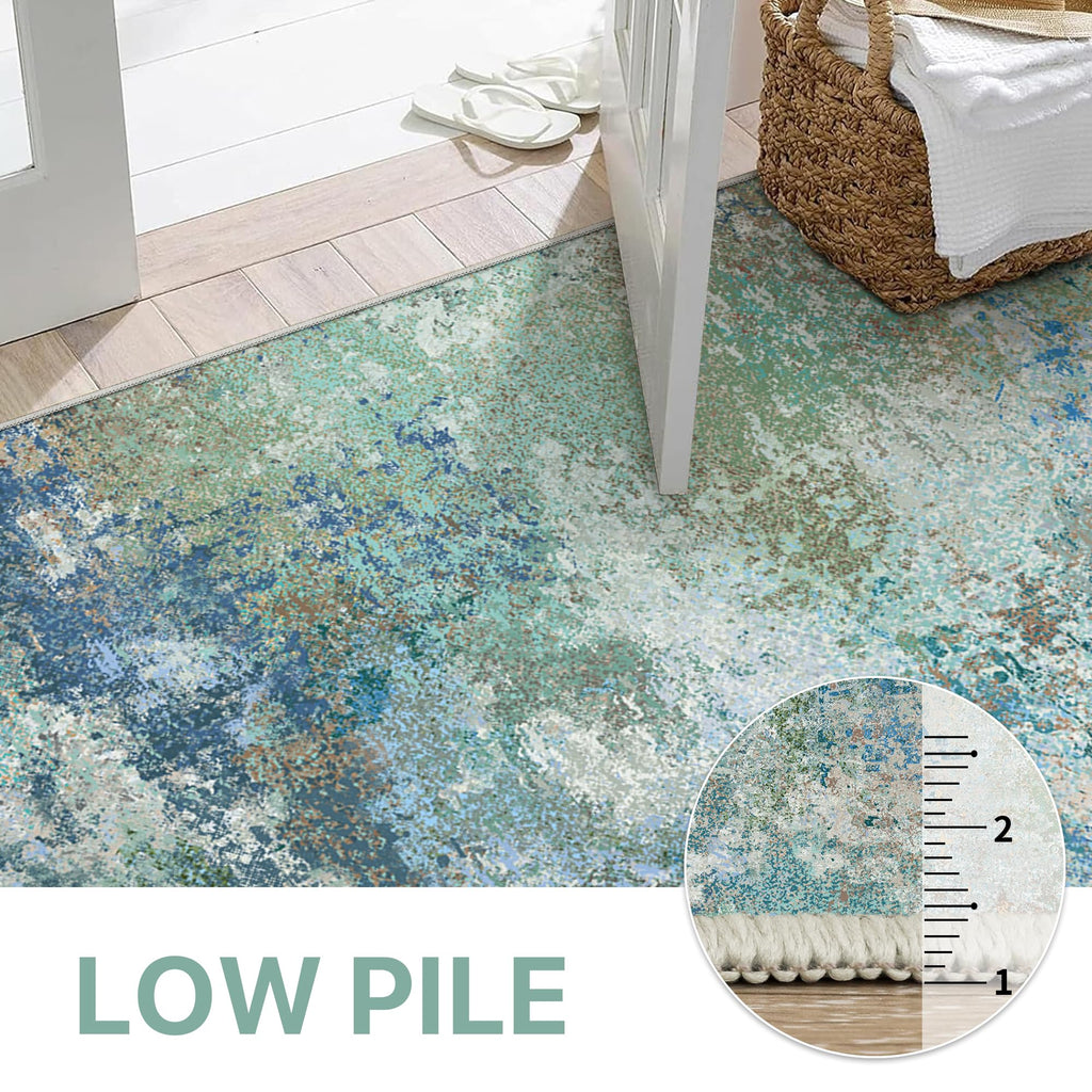 BEIMO 2x3 Area Rugs for Entryway, Blue Green Washable Abstract Rug