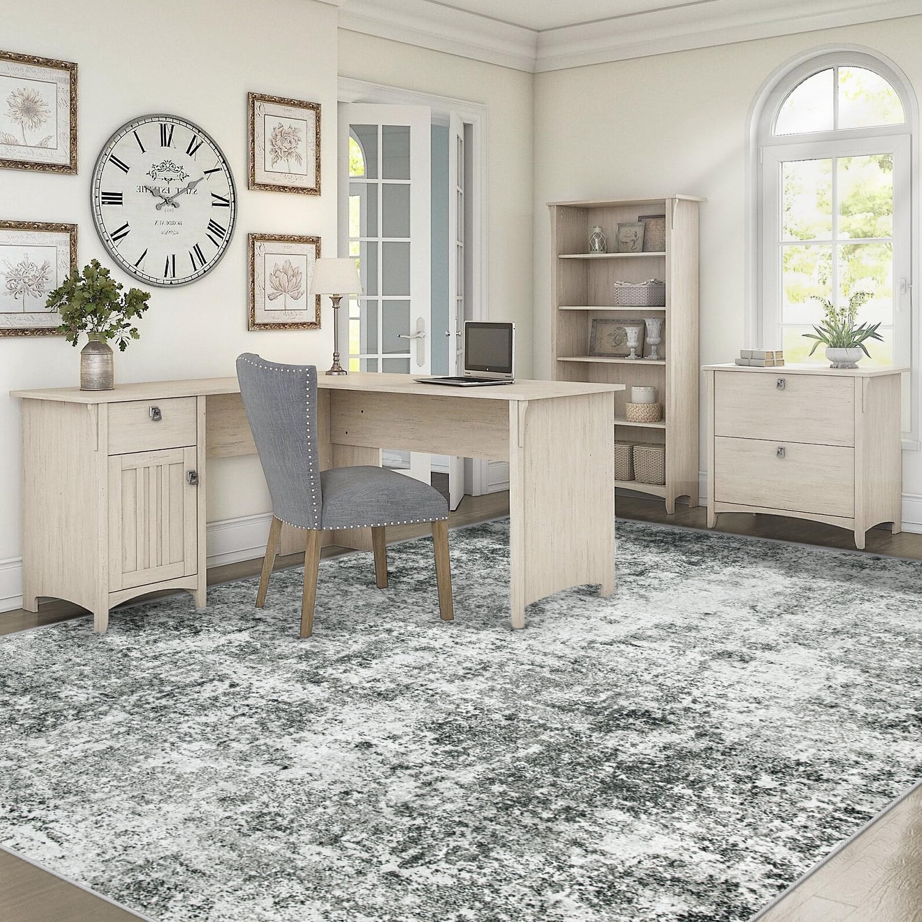 XLUEZ 6x9 Area Rugs for Living Room, Washable Modern Abstract Large Area Rug Neutral Soft Non Slip Kids Rug Stain Resistant Indoor Carpet for Bedroom Nursery Dining Room Playroom(Grey, 6'x9')