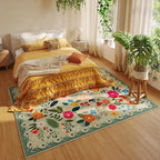 Rugcomf Area Rugs 9x12 Living Room Clearance Washable Boho Rug Non Slip Floral Vintage Low Pile Large Rug for Living Room, Bedroom, Farmhouse, Dining Room, Kids Playroom(Green)