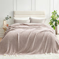 Snuggle Sac Queen Size Bedding Blanket Taupe,Super Soft Warm Microfiber Blankets Cozy Knit Fuzzy Plush Bed Blankets,Heather Taupe, 90x90 inches