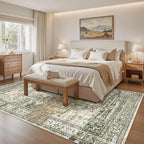 6x9 Area Rugs for Living Room Non-Slip Washable Rugs 6x9 Vintage Rug for Bedroom Dinning Room Ultra-Thin Area Rugs Farmhouse Home Decor Olive/Beige
