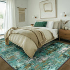BEIMO 6x9 Area Rug for Bedroom, Turquoise Washable Abstract Non Slip Rug