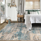 XLUEZ 5x7 Area Rugs for Living Room, Washable Modern Abstract Large Area Rug Neutral Soft Non Slip Kids Rug Stain Resistant Indoor Carpet for Bedroom Nursery Dining Room Playroom(GreenBrown, 5'x7')