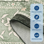 GarveeHome Provence Botanical Grove 4x6 Rug Sage Green Vintage Cottagecore Carpet 4 x 6 Area Rug for Bedroom Living Room Nursery Kitchen Entryway Indoor Mat