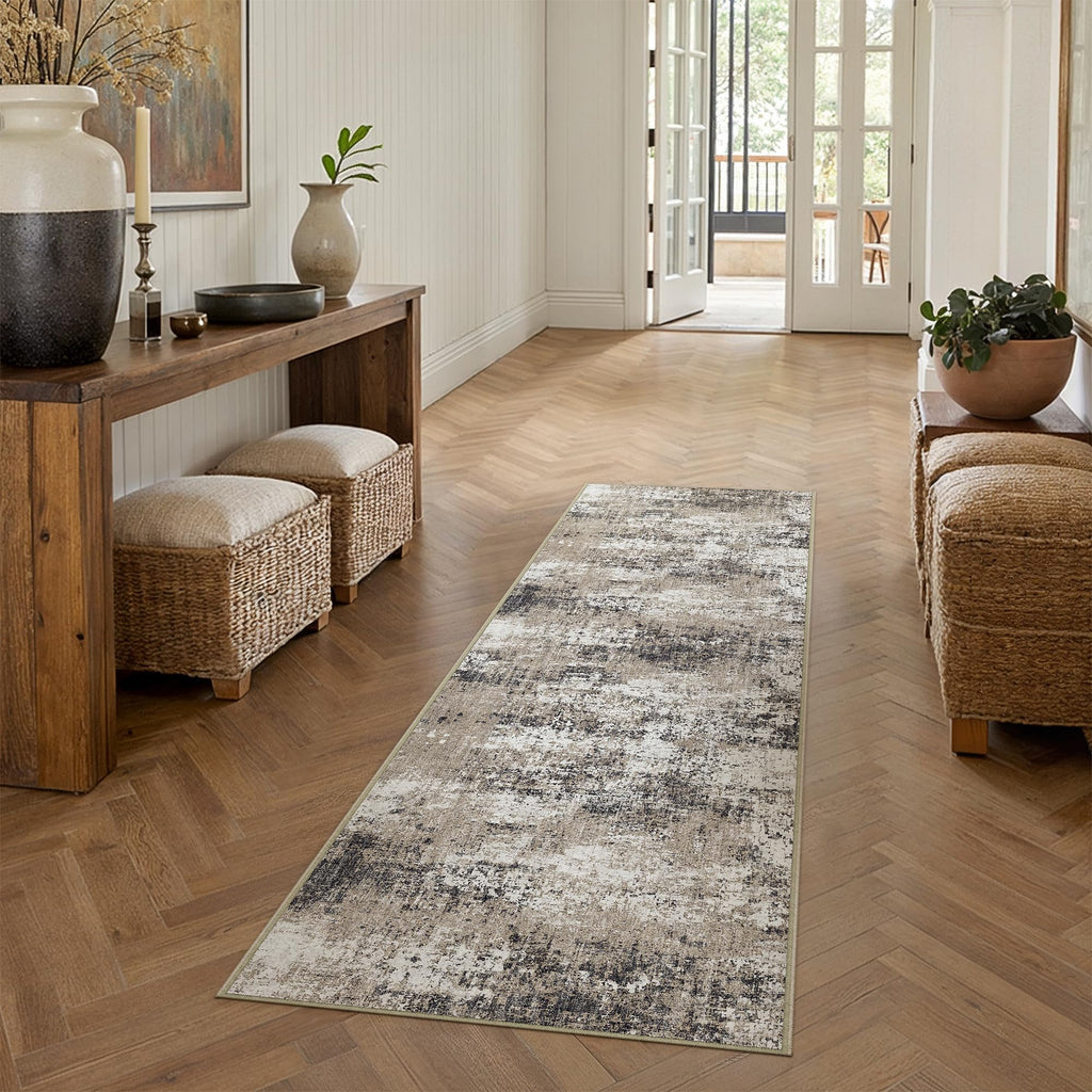 PureCozy Brown Runner Rug 2x6 Modern Abstract